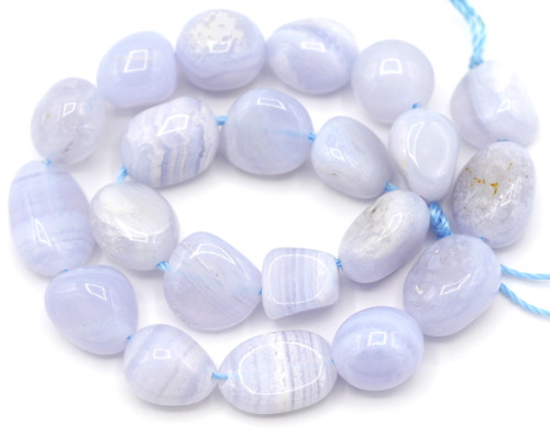 Approx. 7.5" Strand 8-14mm Blue Lace Agate Tumbled Nugget Beads