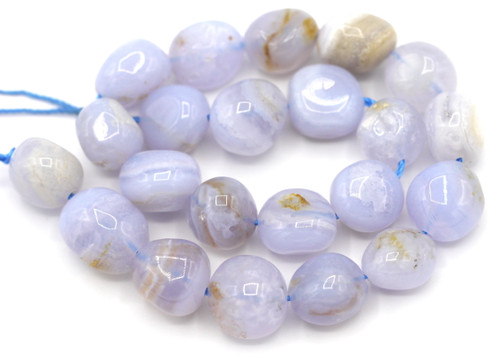 Approx. 7.5" Strand 8-14mm Blue Lace Agate Tumbled Nugget Beads