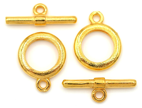 2 Sets 15x12mm Classic Round Brass Toggle Clasps, Gold