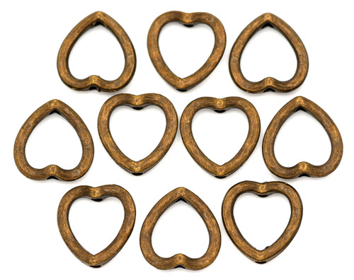 10pc 13mm Heart Bead Frames, Antique Bronze