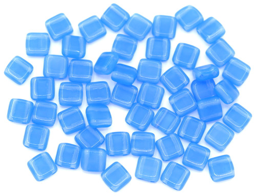 Approx. 10-Gram Bag of 6mm Czech Pressed Glass Double-Drilled Tile Beads, Cornflower Opal