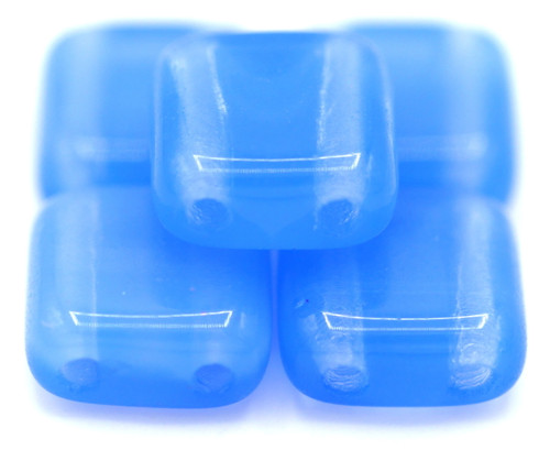 Approx. 10-Gram Bag of 6mm Czech Pressed Glass Double-Drilled Tile Beads, Cornflower Opal