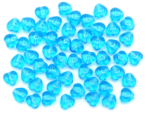 Approx. 10-Gram Bag of 6mm Czech Pressed Glass Heart Beads, Capri Blue