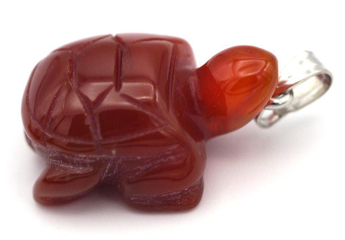 Approx. 22x16mm Hand-Carved Carnelian Turtle Pendant