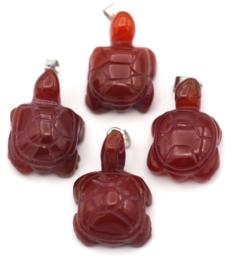 Approx. 22x16mm Hand-Carved Carnelian Turtle Pendant