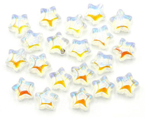 20pc 8mm Pressed Glass Star Beads, Crystal AB