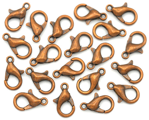 20pc 12x6mm Lobster Claw Clasps, Antique Copper