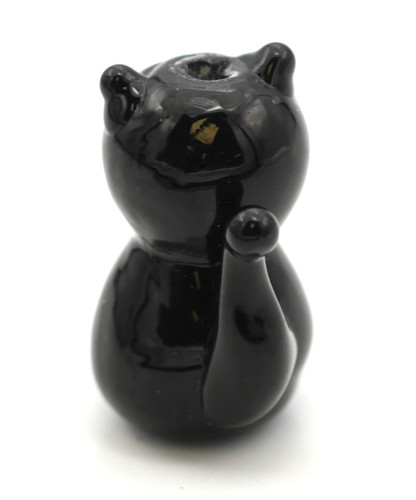 Approx. 22mm Lampwork Glass Black Cat Bead