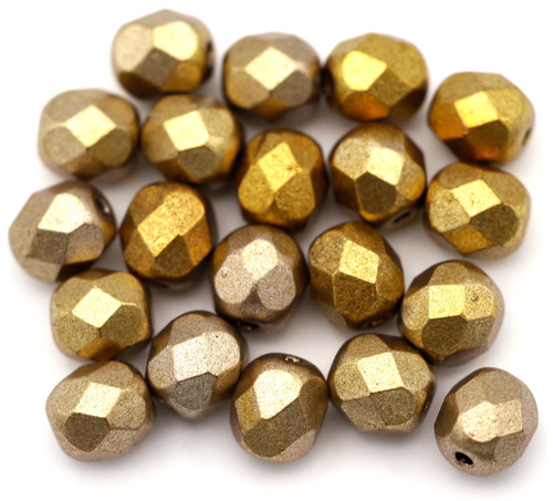 20pc 6mm Czech Fire-Polished Glass Faceted Round Beads, Multi metallic Mix