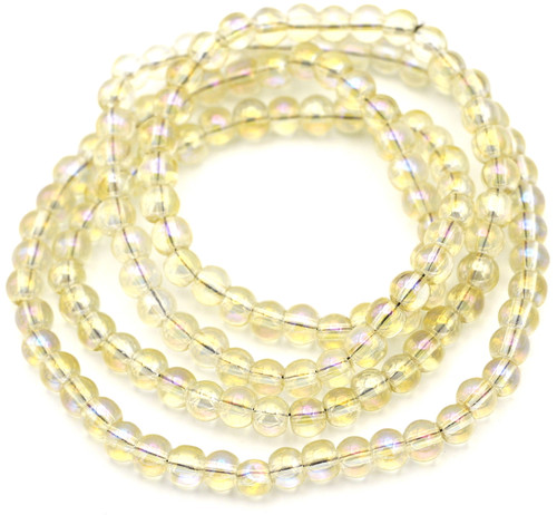 Approx. 28" 6mm Glass Round Beads, Jonquil AB