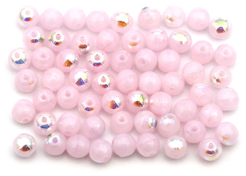 5-Gram Bag (Approx. 50+ Pcs) 4mm Czech Pressed Glass Druk Round Beads, Lilac Pink AB 