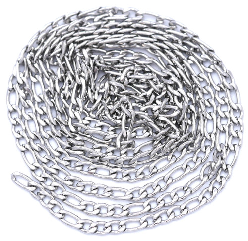 1 Meter 4x3mm & 6.5x3mm Stainless Steel Figaro Jewelry Chain