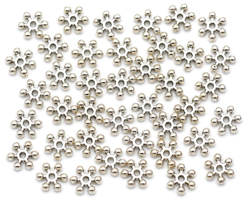 40pc 10x2.5mm Dotted 6-Point Rondelle Spacer Beads, Antique Silver