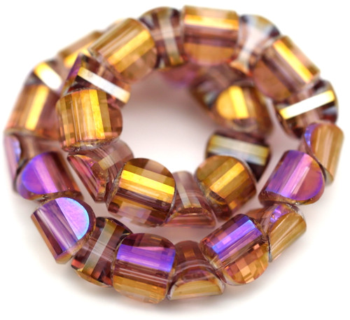 30pc 4x3mm Crystal Faceted Half-Cylinder Dome Beads, Amethyst AB