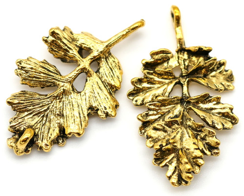 2pc 31x19mm Leafy Branch Link, Antique Gold