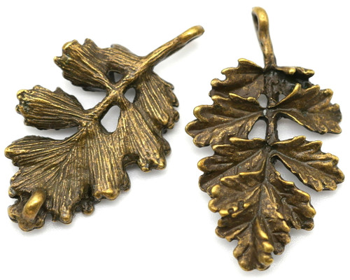 2pc 31x19mm Leafy Branch Link, Antique Bronze