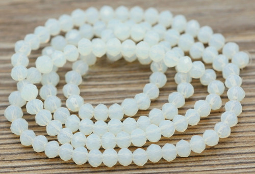 Approx. 13" Strand 3x2mm Crystal Faceted Rondelle Beads, White Opal