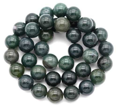 Approx. 15" Strand Moss Agate 10mm Round Beads