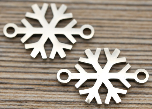 2pc 16x20mm Stainless Steel Snowflake Links