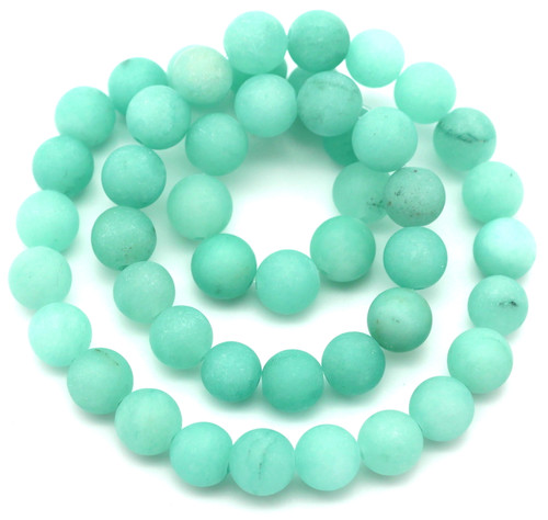 Approx. 15" 8mm Dyed Quartz Round Gemstone Beads, Frosted Aqua