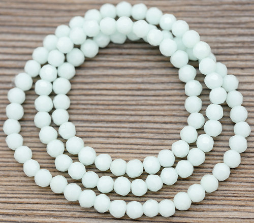 Approx 14" Strand 4mm Crystal Faceted Round Beads, Pale Sea Foam