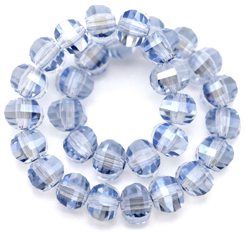 30pc Strand 6x5mm Crystal Faceted Lantern Beads, Steel Blue Shimmer