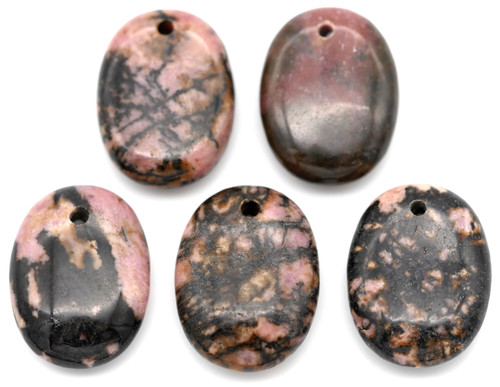 2pc 20x15mm Rhodonite Oval Pendants