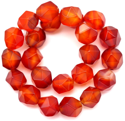 Approx. 7.5" Strand 8mm English-Cut Faceted Carnelian Round Beads
