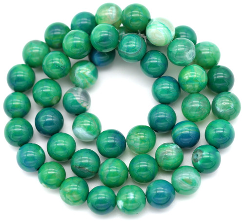 Approx. 14" Strand 8mm Agate Round Beads, Jungle Green