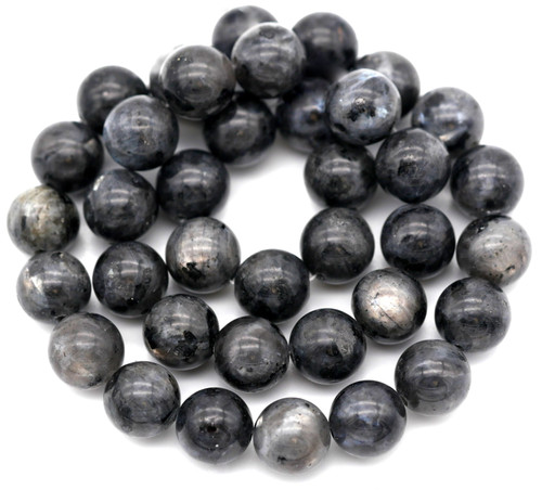 Approx. 15" Strand 10mm Larvikite (Black Labradorite) Round Beads