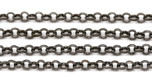 1 Meter 3mm Steel Rolo Jewelry Chain, Gunmetal