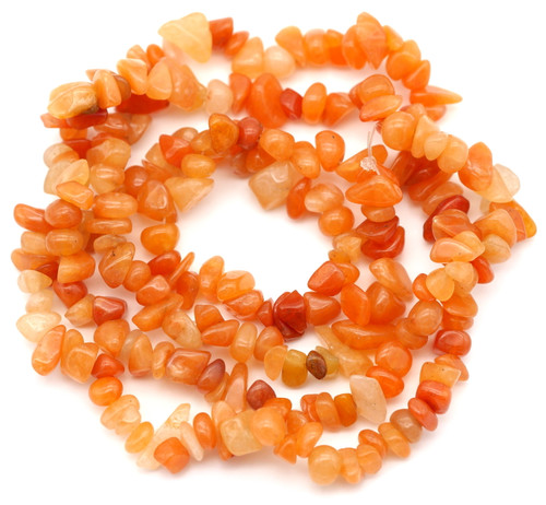 30" Strand Approx. 5-12mm Red Aventurine Chip Beads