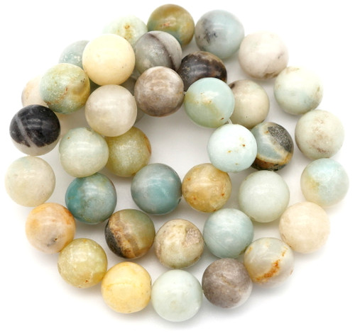 Approx. 15" Strand 10mm Flower Amazonite Round Beads