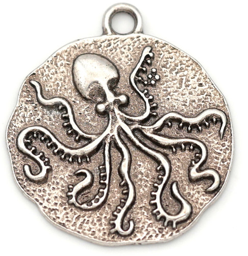 23.5x21 Octopus Coin Pendant, Thai Silver Plated