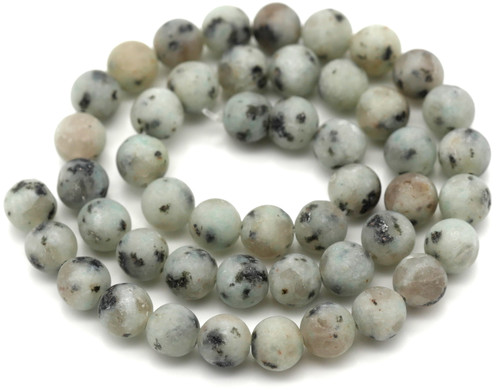 Approx. 15" Strand 8mm Matte Kiwi Jasper Round Beads