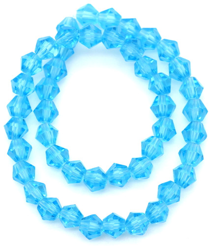 Approx. 10" Strand 6mm Crystal Faceted Bicone Beads, Aqua