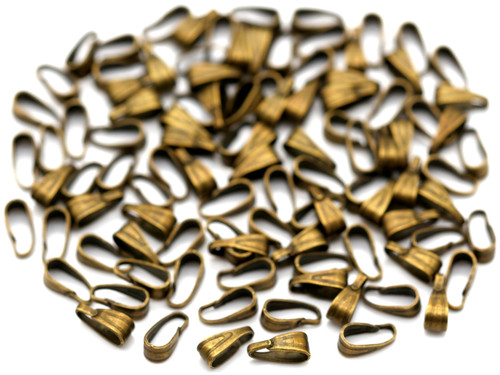 100pc 7x3mm Steel Snap-On Bails, Antique Bronze