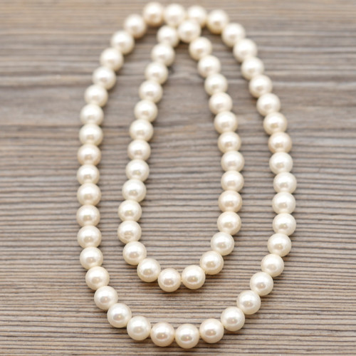 Approx. 15.5" Strand 6mm Shell Pearl (Man-Made) Beads, Champagne