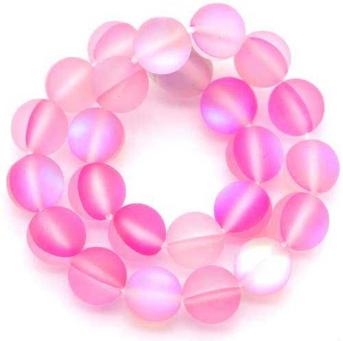 Approx. 7.5" Strand 8mm Moonstone Glass Beads (Manmade), Matte Pink- Colors Vary, See Photos