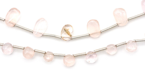 CLOSEOUT: Approx. 6" Strand 4-8mm Rose Quartz Mixed Shape Top-Drilled Beads