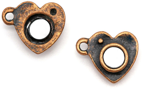 2 Sets 12x17mm Heart Magnetic Clasps, Antique Copper