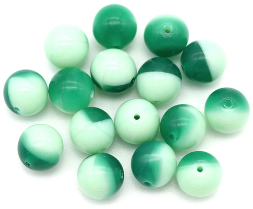 16pc 8mm Czech Pressed Glass Druk Round Beads, Teal-Opaque Mint Mix