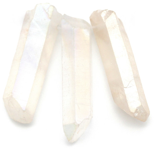 3pc Set Electroplated Quartz Crystal Rough Point Pendants