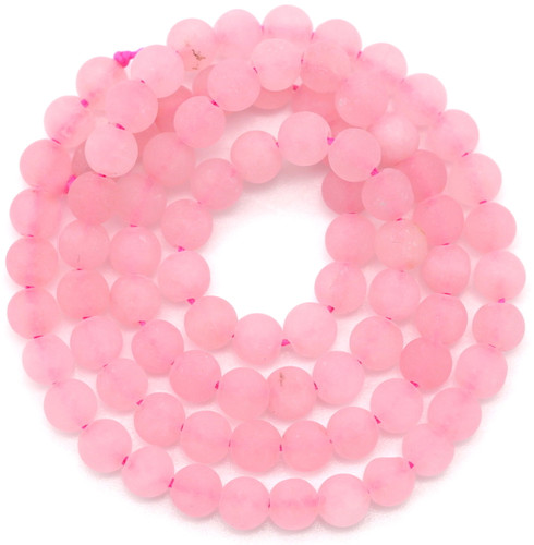 Approx. 15.5" Strand 4mm Rose Quartz Matte Round Beads