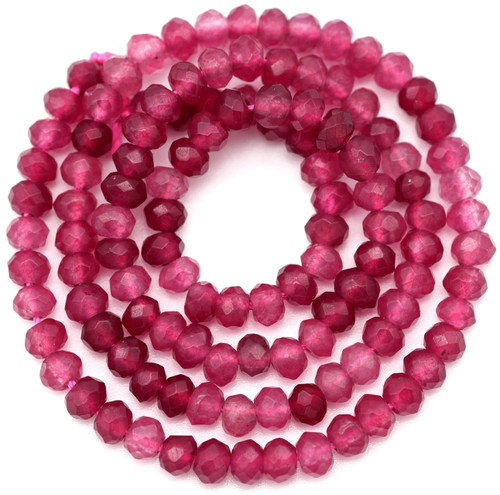 Approx. 15.5" Strand 4x3mm "Malaysia Jade" Quartz (Dyed) Faceted Rondelle Beads, Burgundy