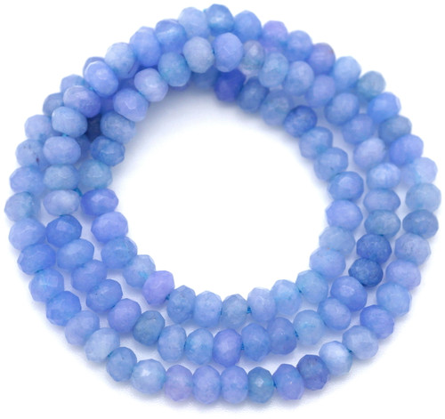 Approx. 15.5" Strand 4x3mm Ice Blue Quartz (Dyed) Faceted Rondelle Beads