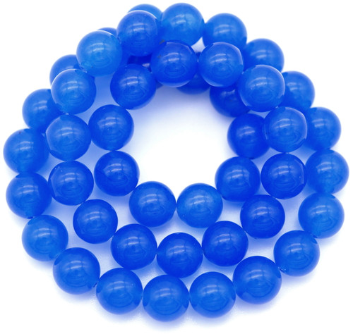 Approx. 15.5" Strand 8mm "Malaysia Jade" Quartz (Dyed) Round Beads, Denim Blue