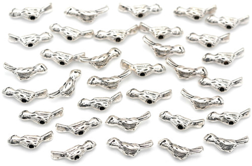 10-Gram Bag (Approx. 33pc) 12x4mm Bird Spacer Beads, Antique Silver