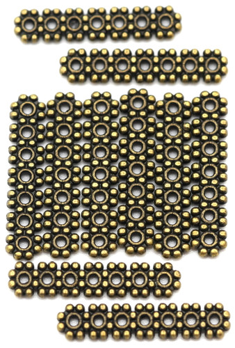 10pc 23x5mm 7-Strand Daisy Spacer Bar Beads, Antique Bronze