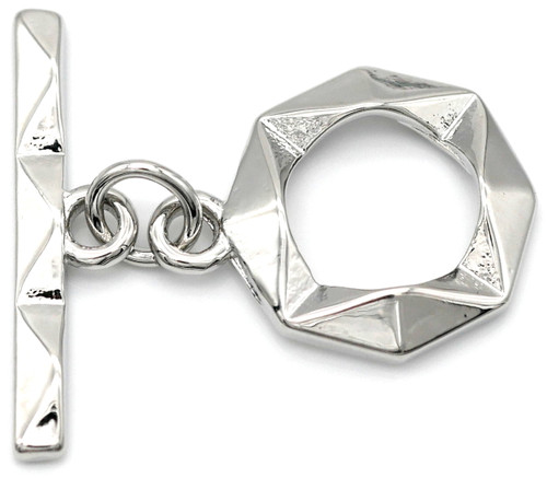 16.5x13.5mm (Ring) & 20x5mm (Bar) Platinum-Plated Brass Geometric Toggle Clasp